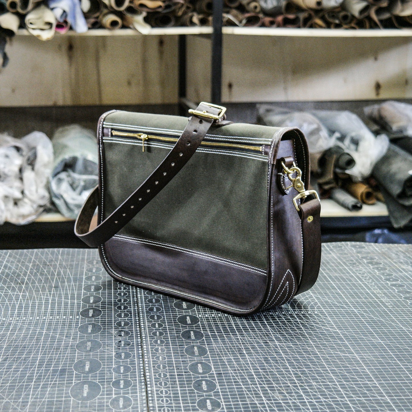 Cowhide oiled wax canvas shoulder bag/Canvas briefcase/shoulder crossbody bag-SG-122#