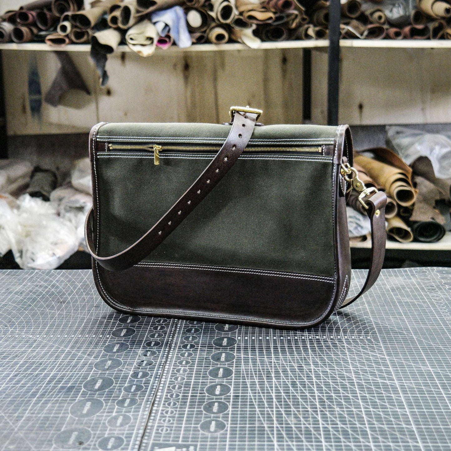 Cowhide oiled wax canvas shoulder bag/Canvas briefcase/shoulder crossbody bag-SG-122#