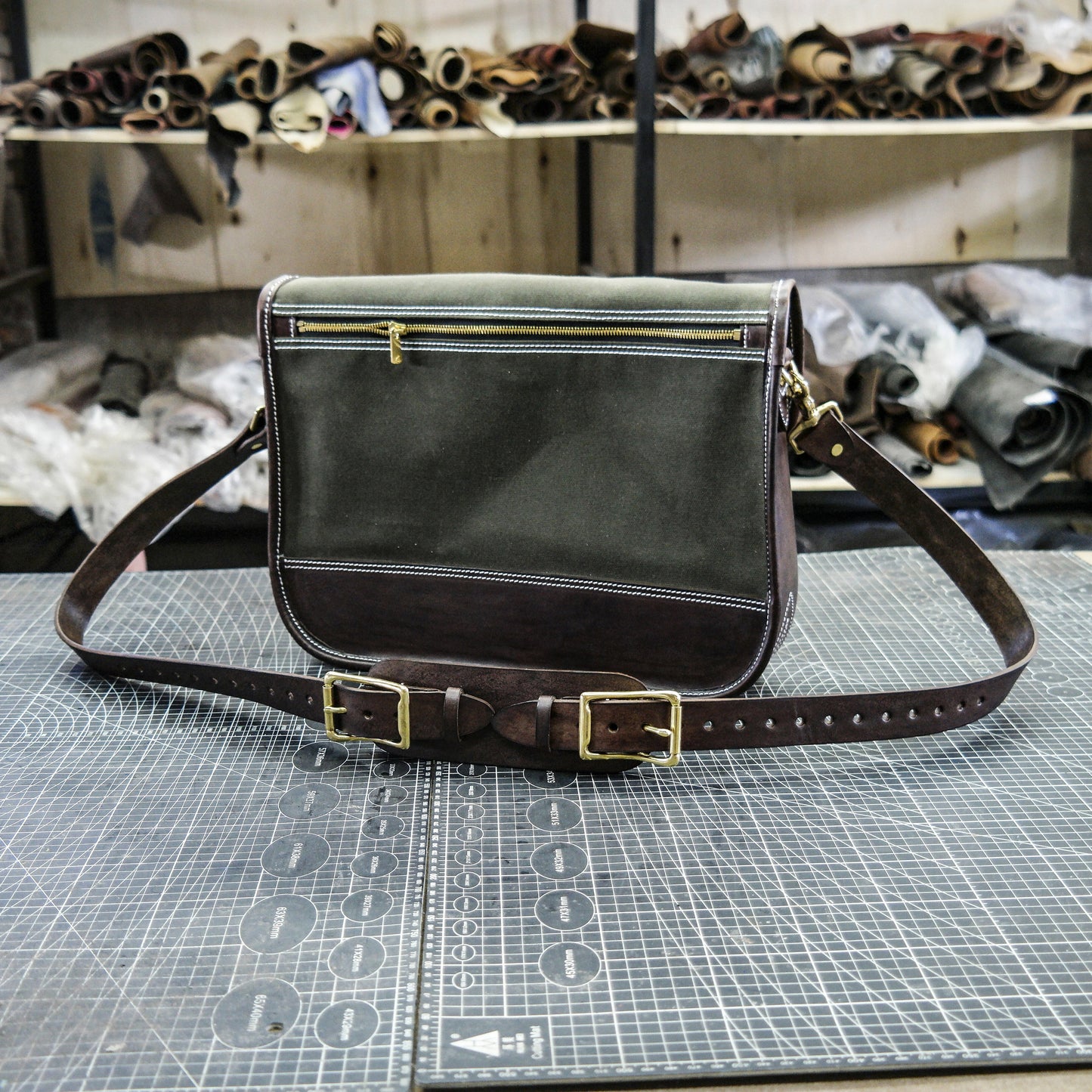 Cowhide oiled wax canvas shoulder bag/Canvas briefcase/shoulder crossbody bag-SG-122#