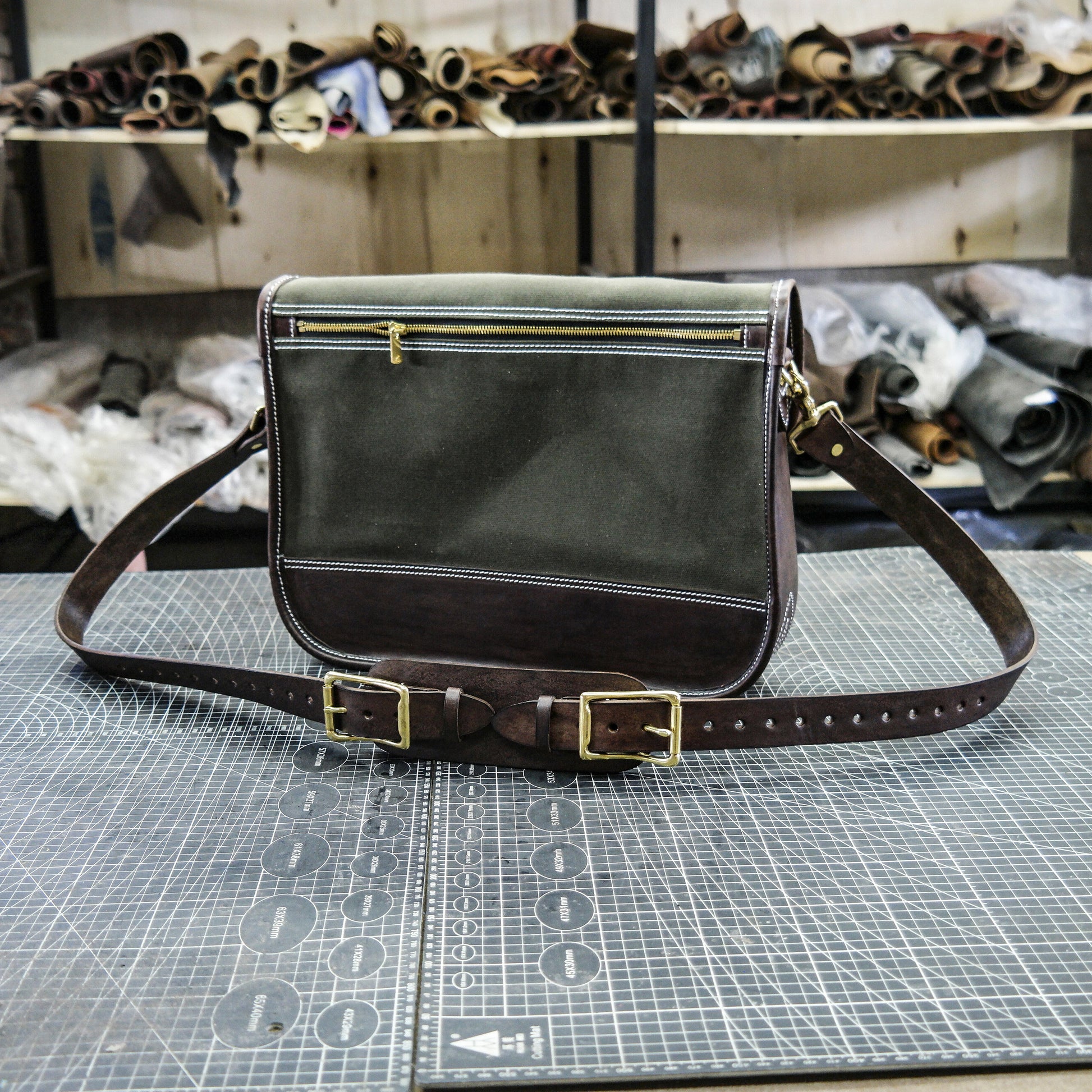 Cowhide oiled wax canvas shoulder bag/Canvas briefcase/shoulder crossbody bag-SG-122#