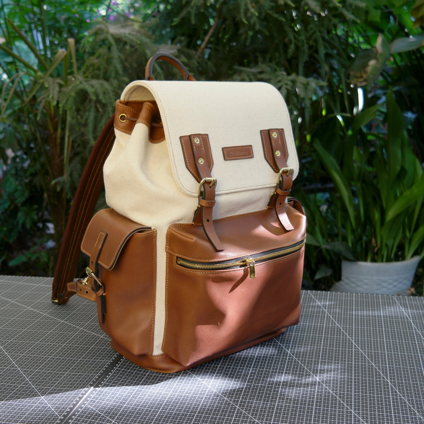 Casual and fashionable leather canvas backpack, daily commuting and short distance travel backpack