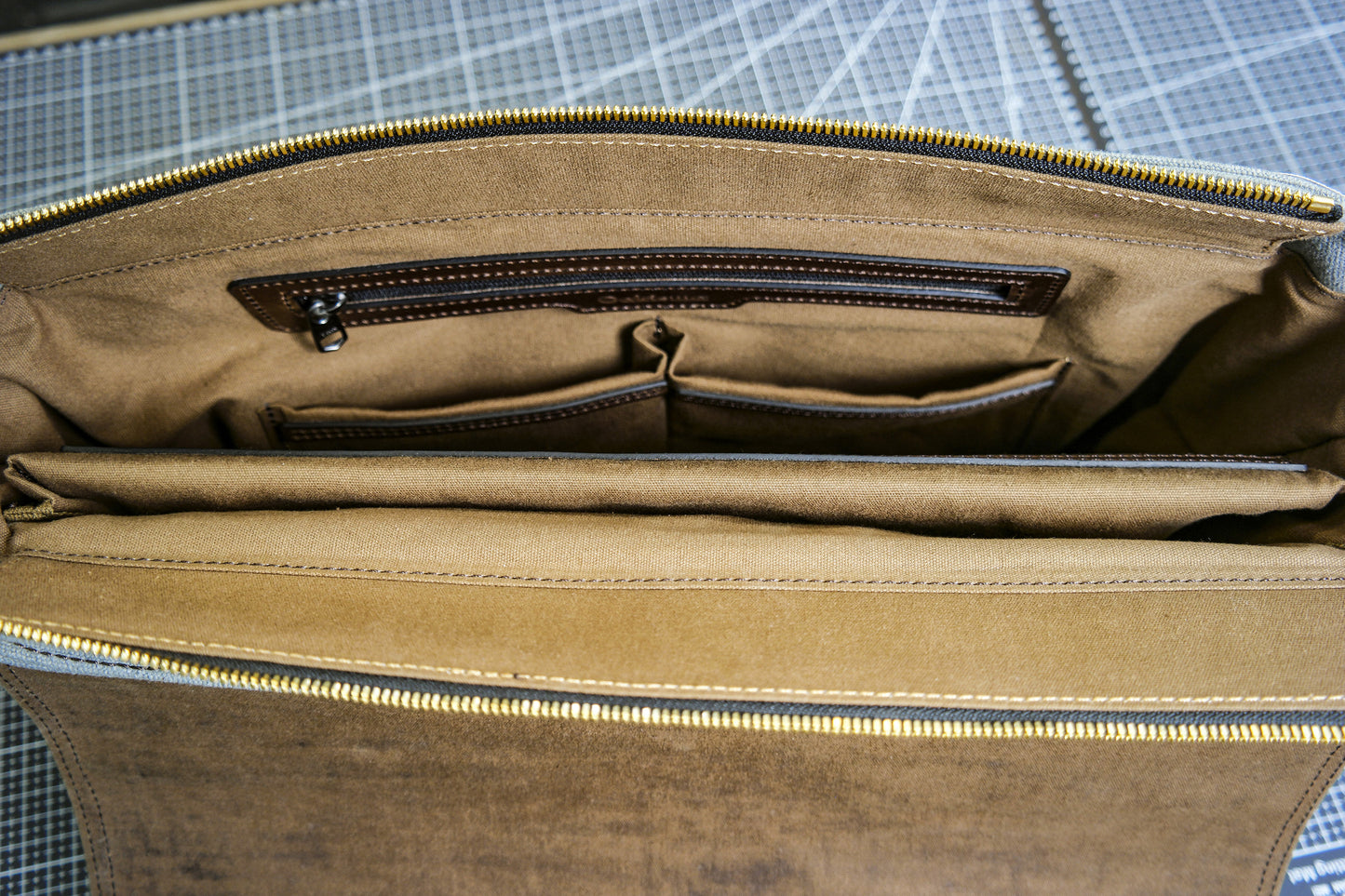 Handmade one shoulder tote bag with waxed canvas/Canvas briefcase/shoulder crossbody bag