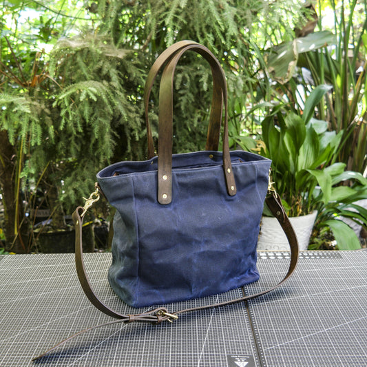 【PDF Pattern】deep blue oil wax canvas tote bag/single shoulder crossbody bag/Tote bag pattern