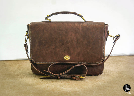 Vintage messenger bag made of Horse leather,Leather Briefcase, Laptop bag, Leather Handbag,Best messenger bag, Computer Bag,