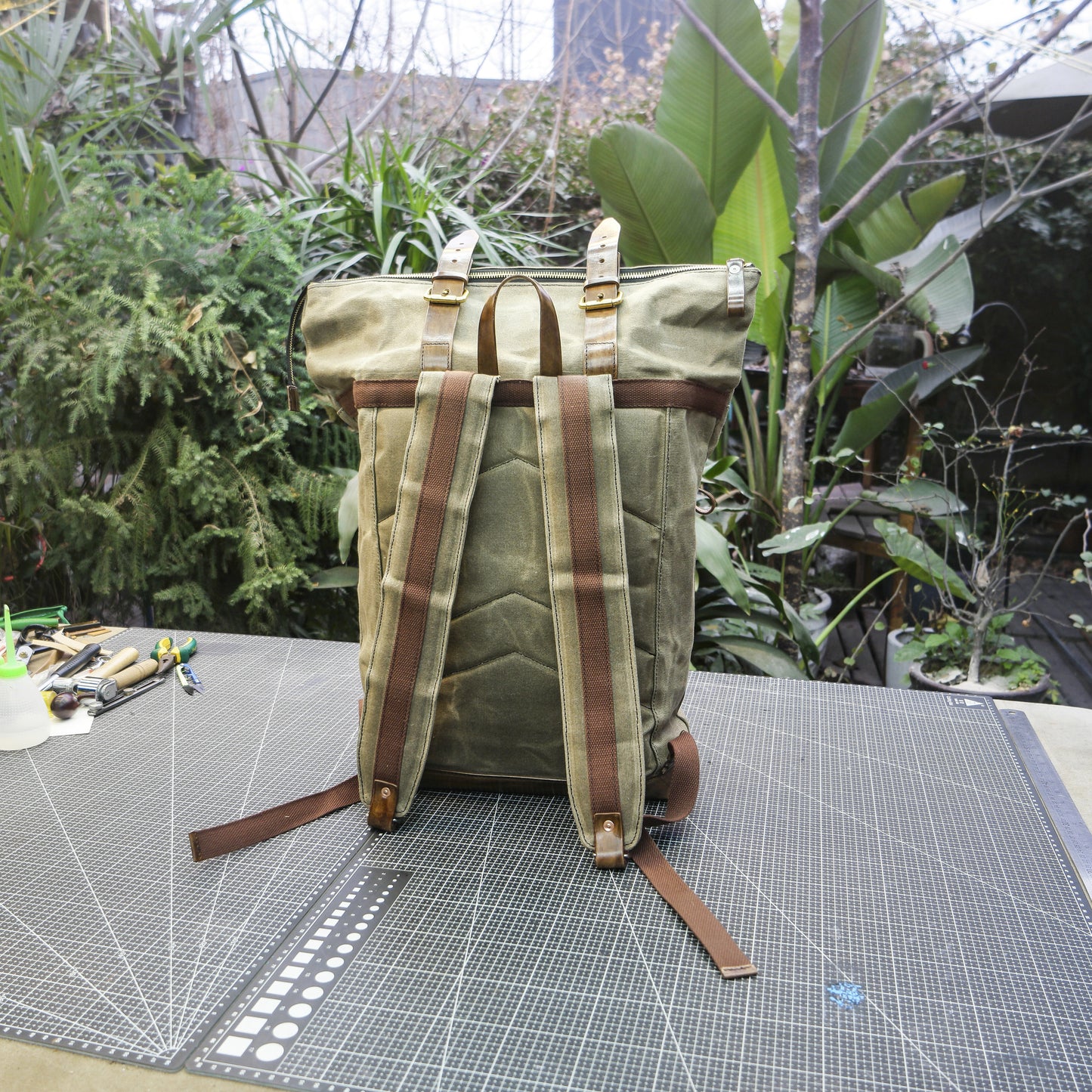 【PDF  Pattern】Roll top canvas backpack, plant tanned leather backpack; Backpack Pattern PDF Pattern Bag PDF Pattern