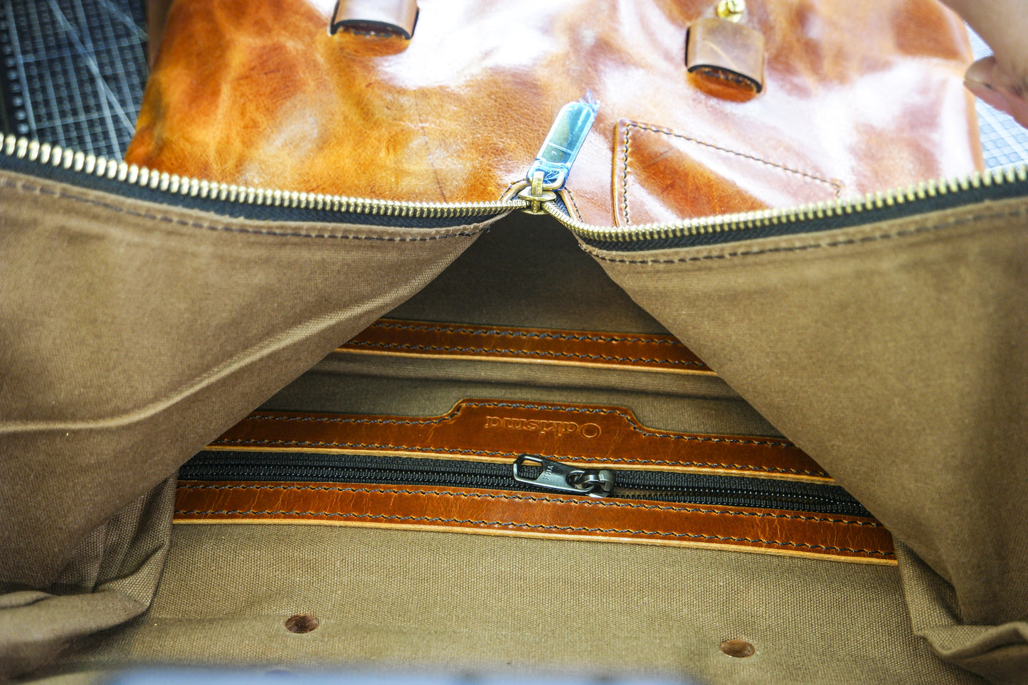 Golden chrome tanned cowhide backpack