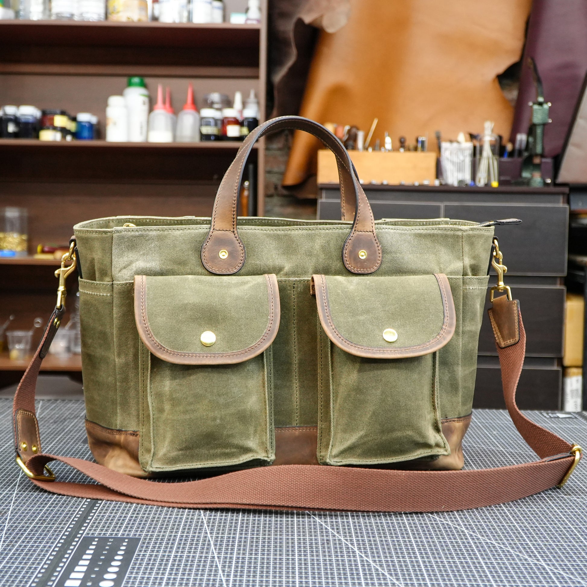 Oiled wax canvas shoulder bag/Canvas briefcase/shoulder crossbody bag-SG-149#