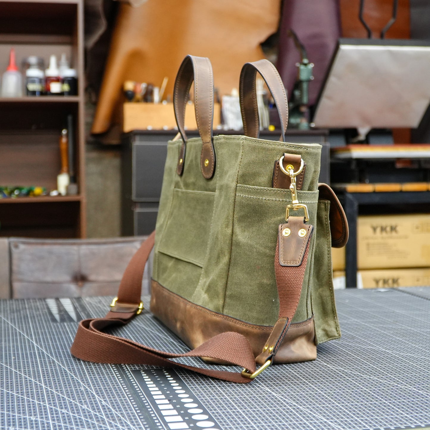 Oiled wax canvas shoulder bag/Canvas briefcase/shoulder crossbody bag-SG-149#