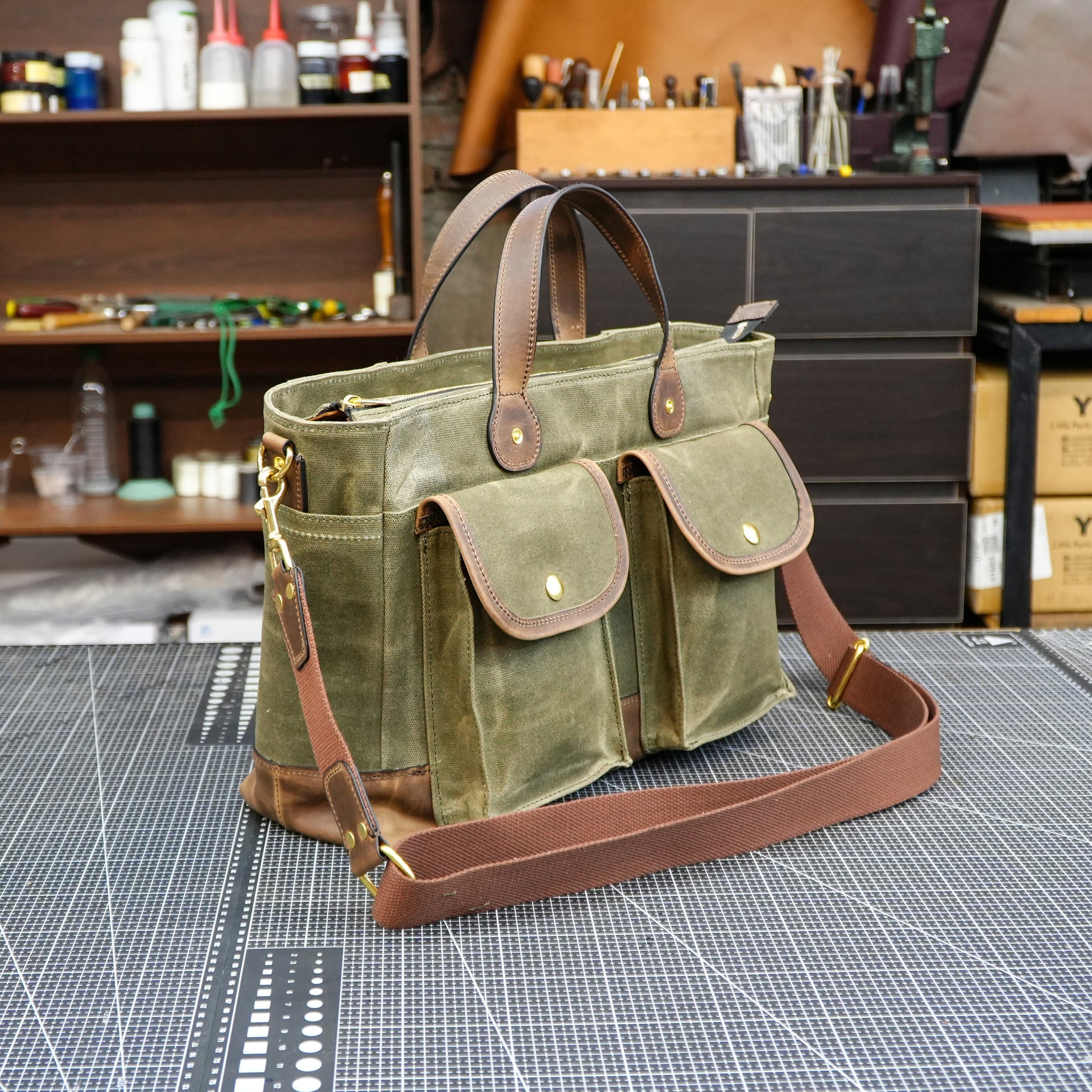 Oiled wax canvas shoulder bag/Canvas briefcase/shoulder crossbody bag-SG-149#