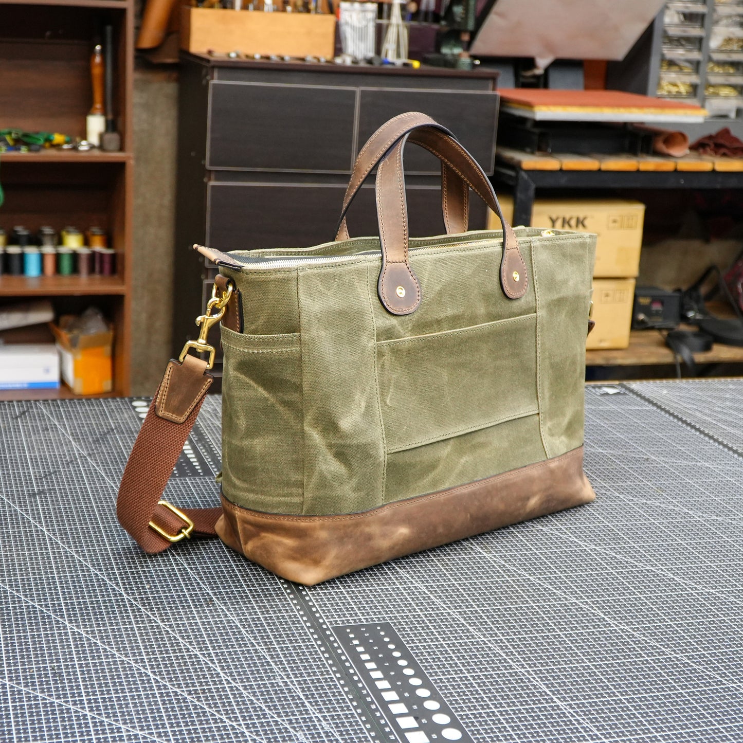 Oiled wax canvas shoulder bag/Canvas briefcase/shoulder crossbody bag-SG-149#