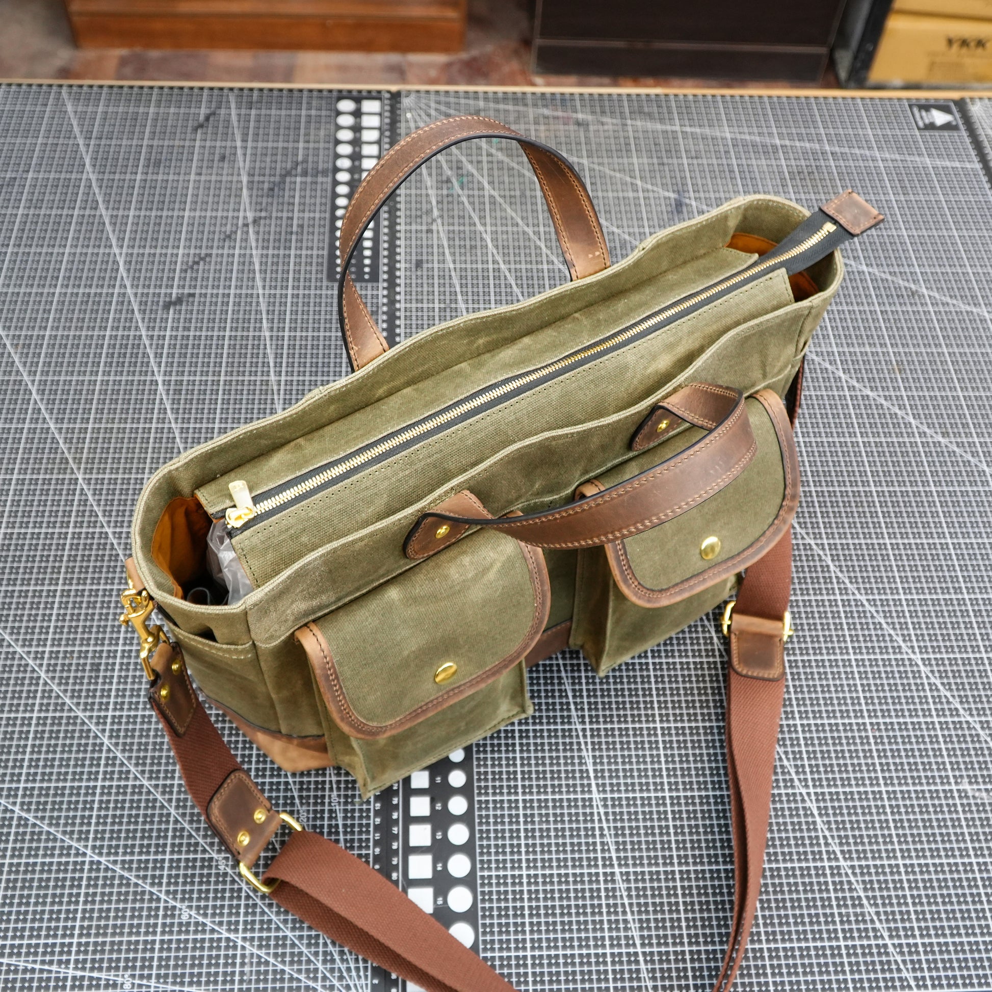 Oiled wax canvas shoulder bag/Canvas briefcase/shoulder crossbody bag-SG-149#