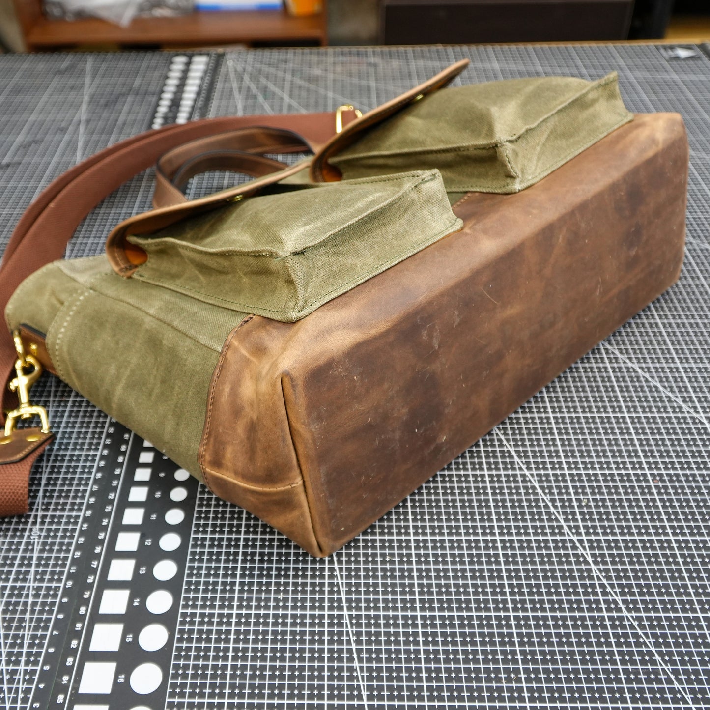 Oiled wax canvas shoulder bag/Canvas briefcase/shoulder crossbody bag-SG-149#
