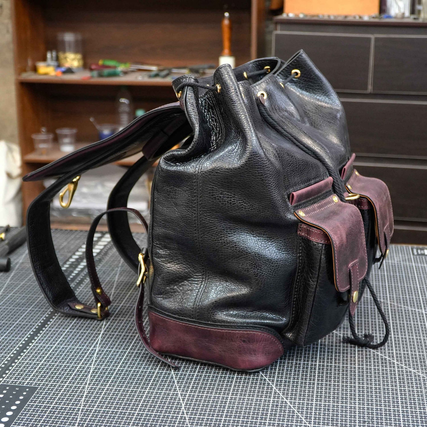 【 Backpack Pattern】  Vintage cowhide handmade backpack pattern/knapsack pattern SG-152#