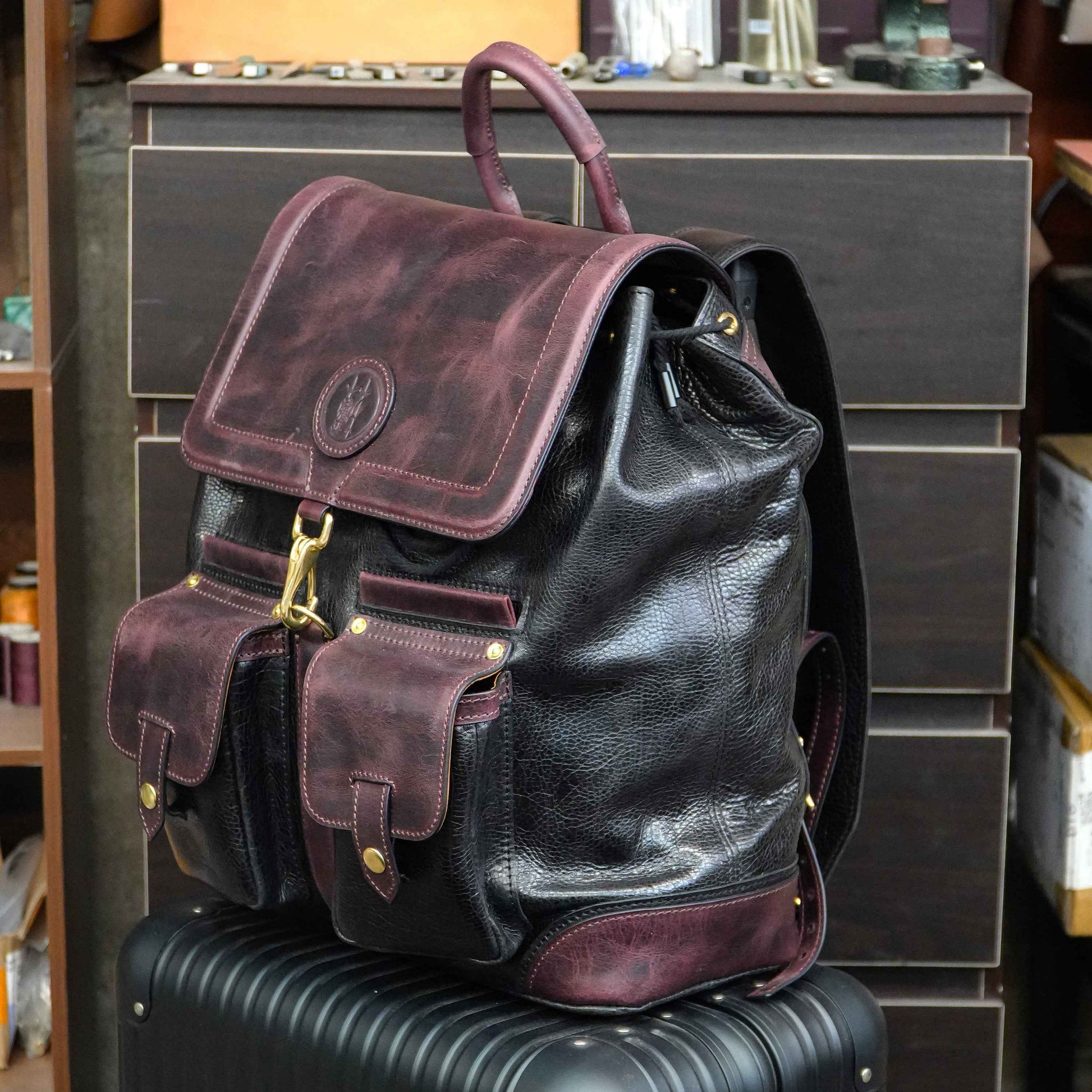 【 Backpack Pattern】  Vintage cowhide handmade backpack pattern/knapsack pattern SG-152#