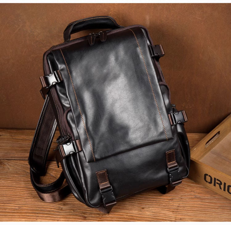 Large capacity travel leather backpack, business leisure top layer cowhide backpack, men's computer bag, backpack, outdoor