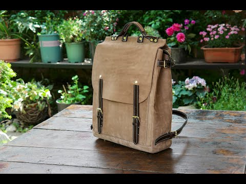 Leather backpack pattern--Making a Leather Backpack,Making vegetable tanned leather briefcase,Classic Leather Backpack