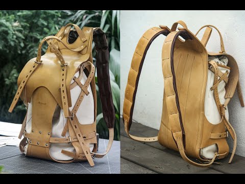 【Physical patterns】Detachable canvas+plant tanned leather backpack - retro backpack for travel, camping, hiking, commuting