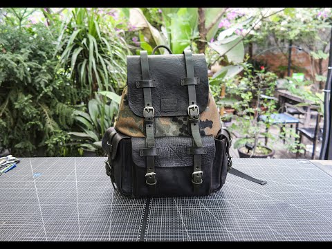 Handmade CORDURA camouflage cowhide backpack