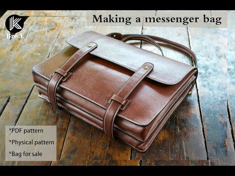 【PDF Pattern】Leather messenger bag pattern: Vintage Crossbody Messenger Bag Satchel Purse Handbag Briefcase for Women & men 