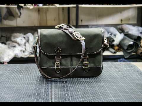 Cowhide oiled wax canvas shoulder bag/Canvas briefcase/shoulder crossbody bag-SG-122#