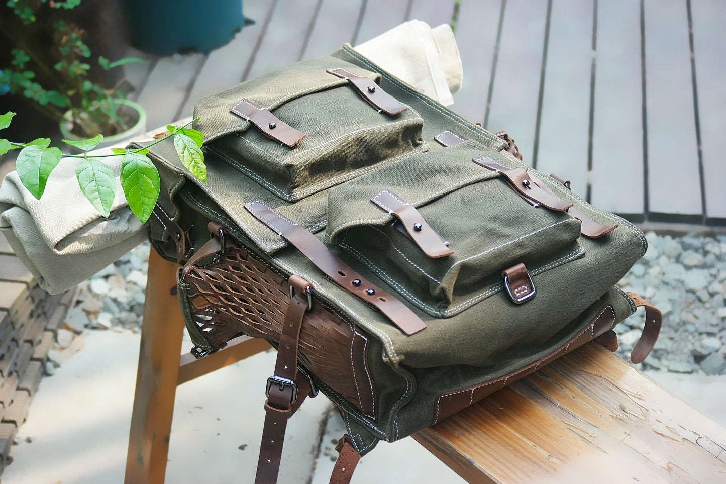 【Bag Pattern】Make a leather backpack,Hiking backpack,knapsack,Canvas Vintage Backpack