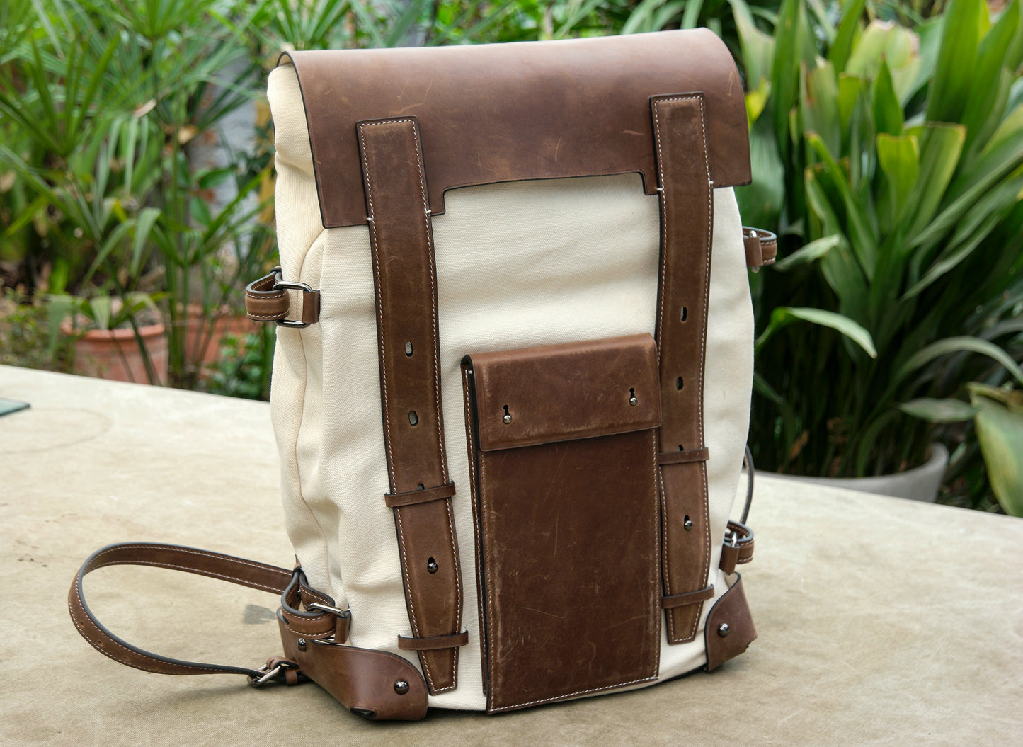 Handmade Leather Backpack  | Waxed Canvas Backpack | Bushcraft Backpack | Travel, Camping, Hiking | 