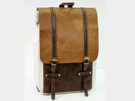 Leather Backpack, vegetable tanned leather briefcase,Classic Leather Backpack, Canvas leather backpack