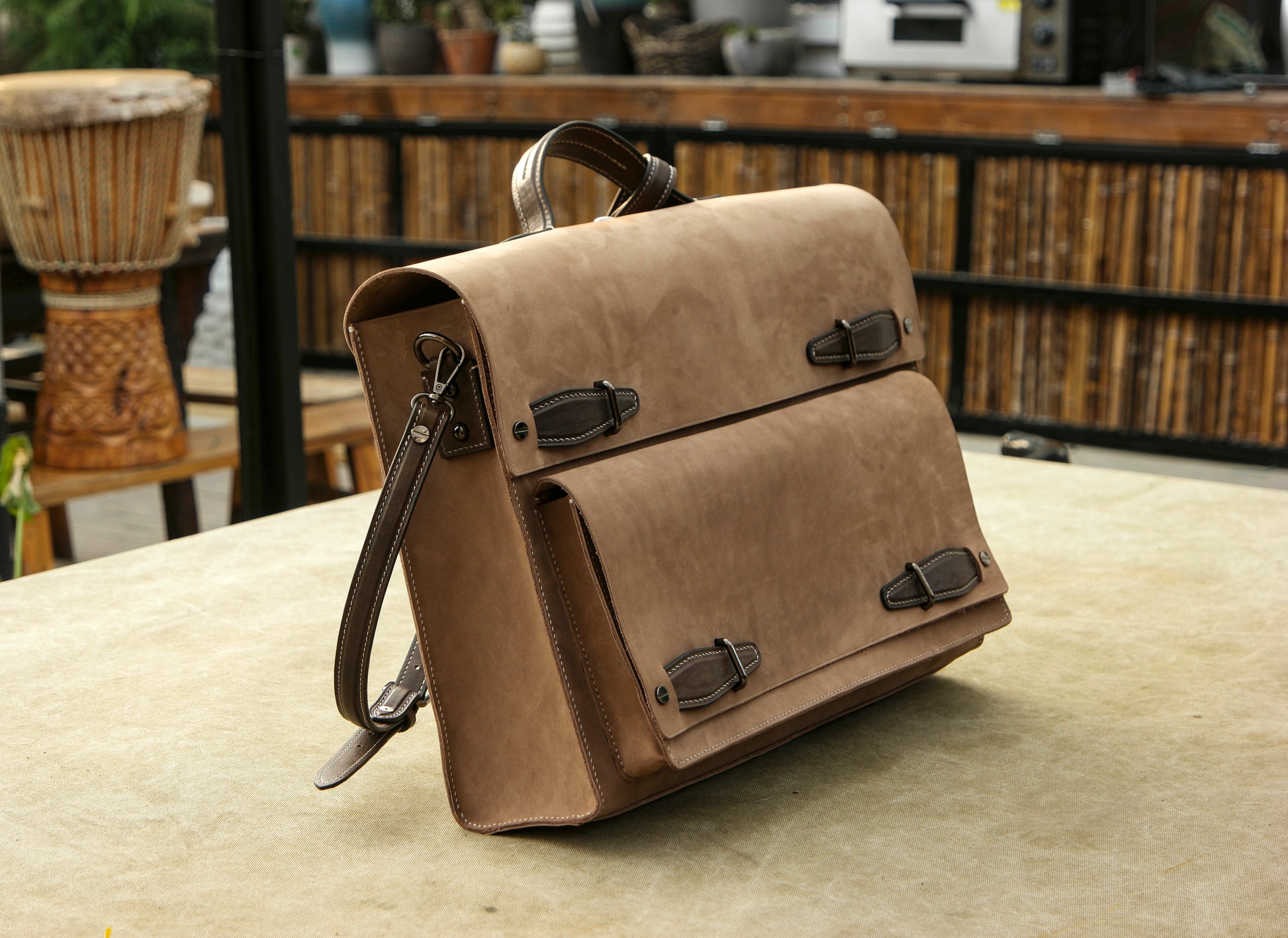 【Physical Pattern】Vegetable tanned leather backpack/Leather knapsack made by copying Russian handmade knapsack pattern