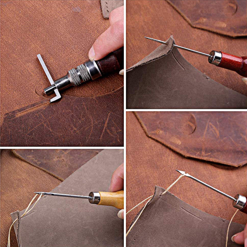 Leather DIY manual leather hand sewing set, leather basic tools, leather tool set, wax thread, polishing needle