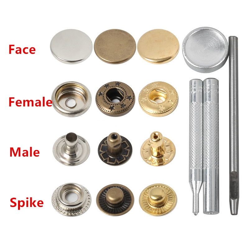 30sets+tool 655# 633# 831 201 DIY Metal No Sewing Snap Fastener Button