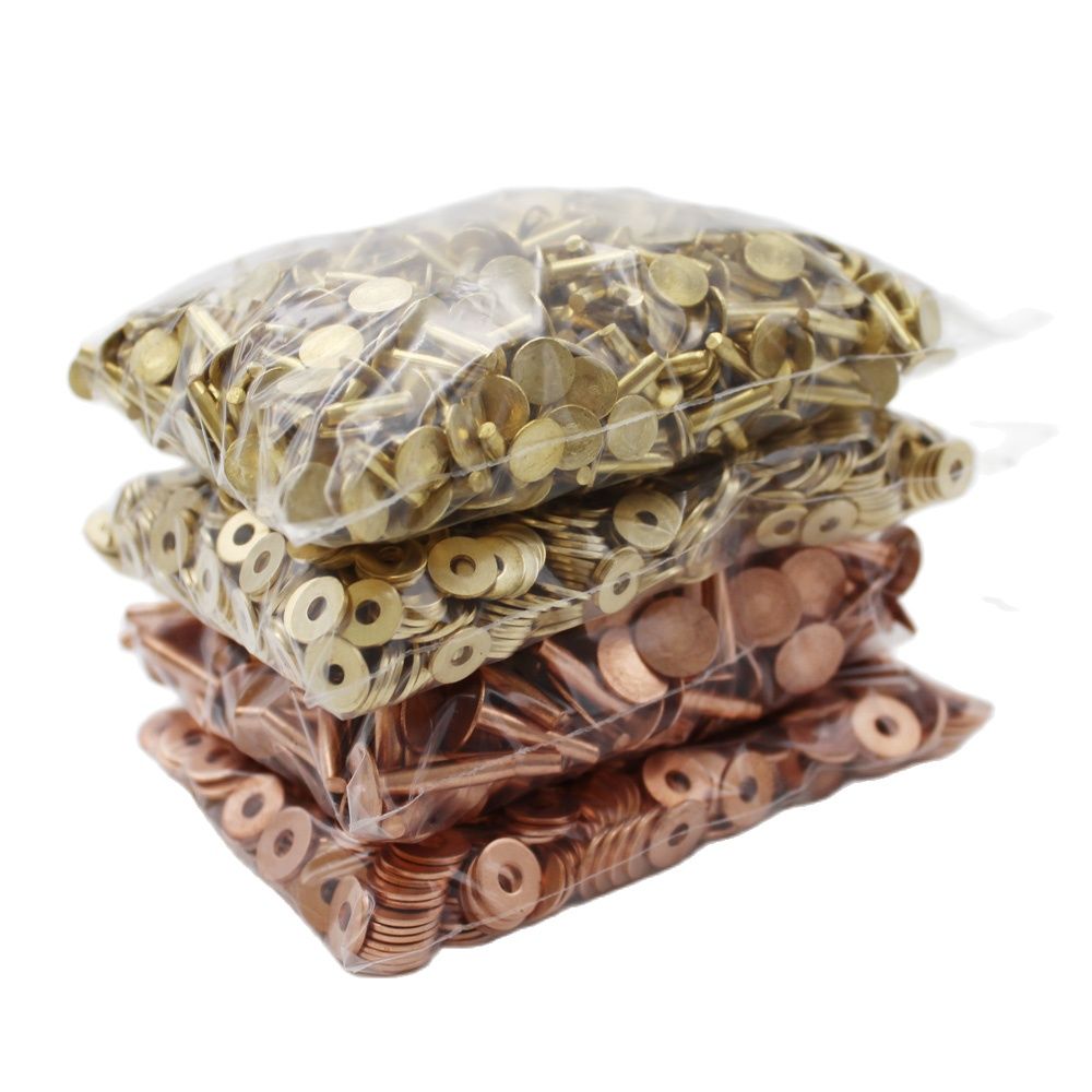 Qty 100 Solid Brass Copper Hose Saddlers Rivets With Burrs For Leather