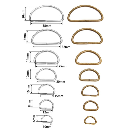 20pcs/lot Metal D Ring Buckle Hand Bag Purse Strap Belt Dog Collar Chain Clasp DIY Needlework Heavy Duty Strong Thickness