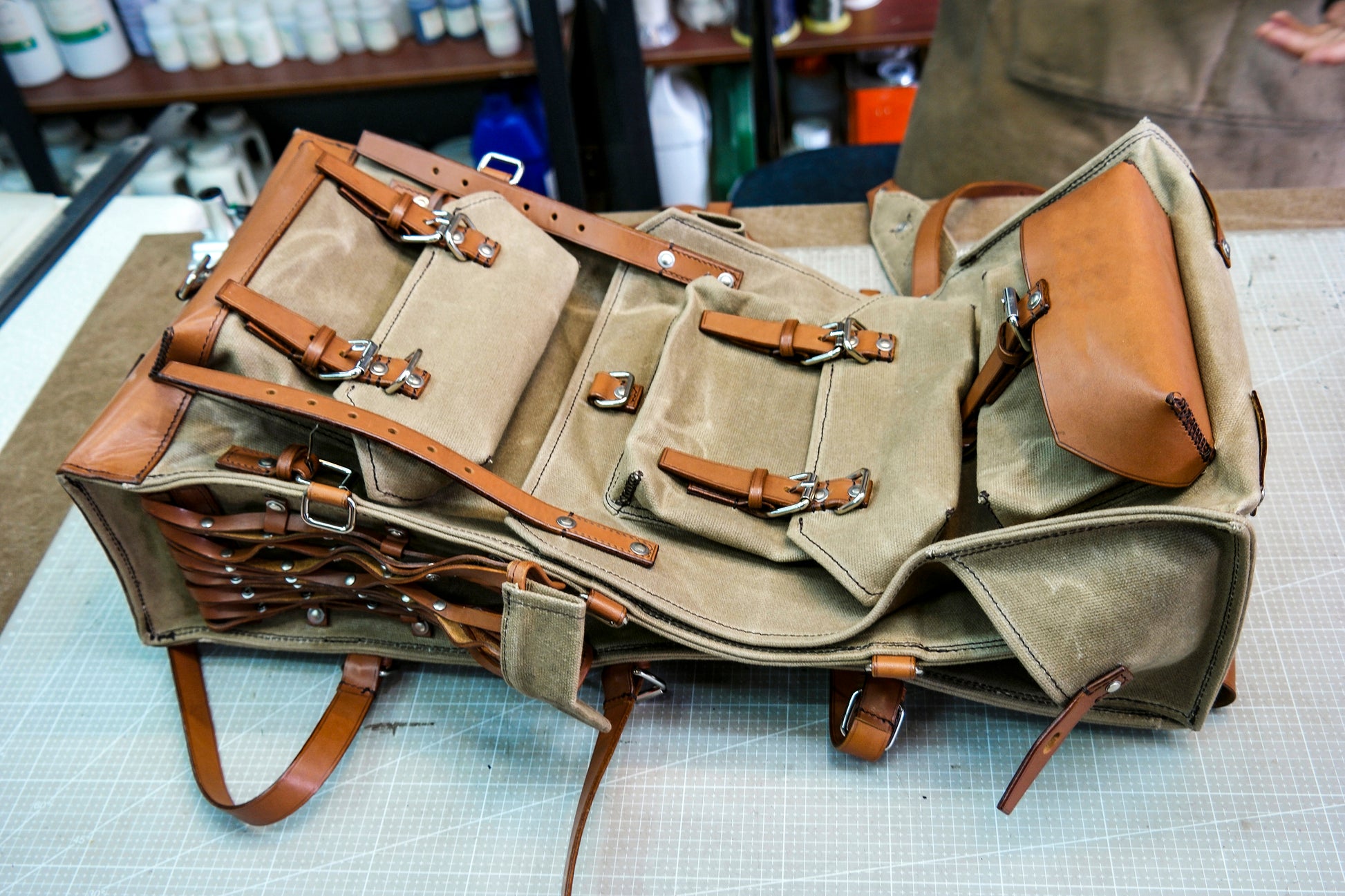 Wax Canvas & Leather Backpack Physical Pattern