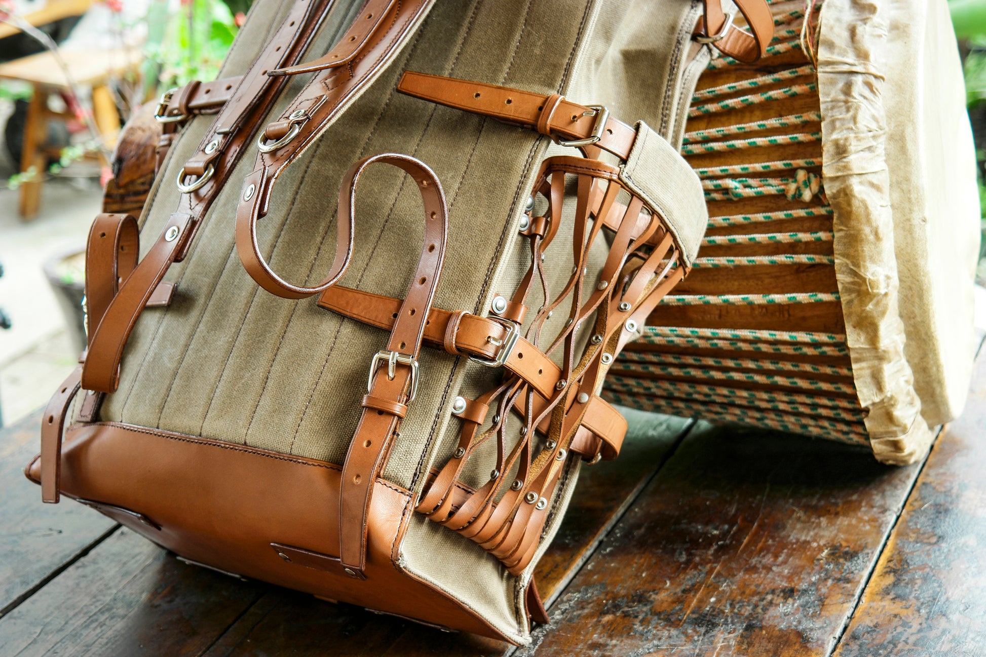 Wax Canvas & Leather Backpack Physical Pattern