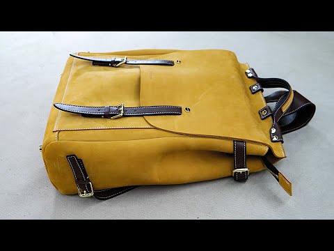 Leather backpack pattern--Making a Leather Backpack,Making vegetable tanned leather briefcase,Classic Leather Backpack