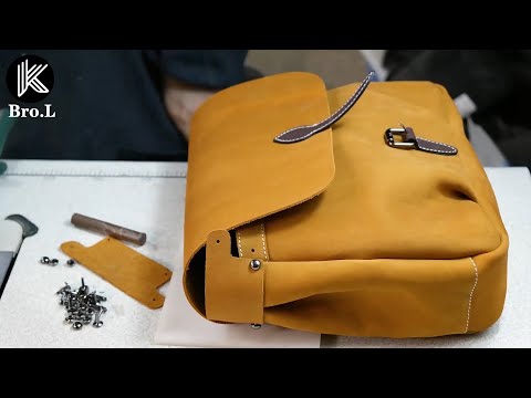 [Bag pattern]Making a Postman's Bag[How to make vegetable tanned leather postman bag]