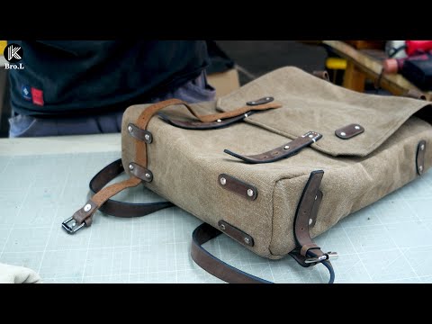 Leather Backpack,Making vegetable tanned leather briefcase,Classic Leather Backpack