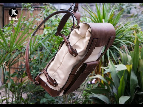 Handmade Leather Backpack Waxed Canvas Backpack Bushcraft Backpack Tra